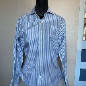 Brooks Brothers Milano supima cotton blue and white striped button down